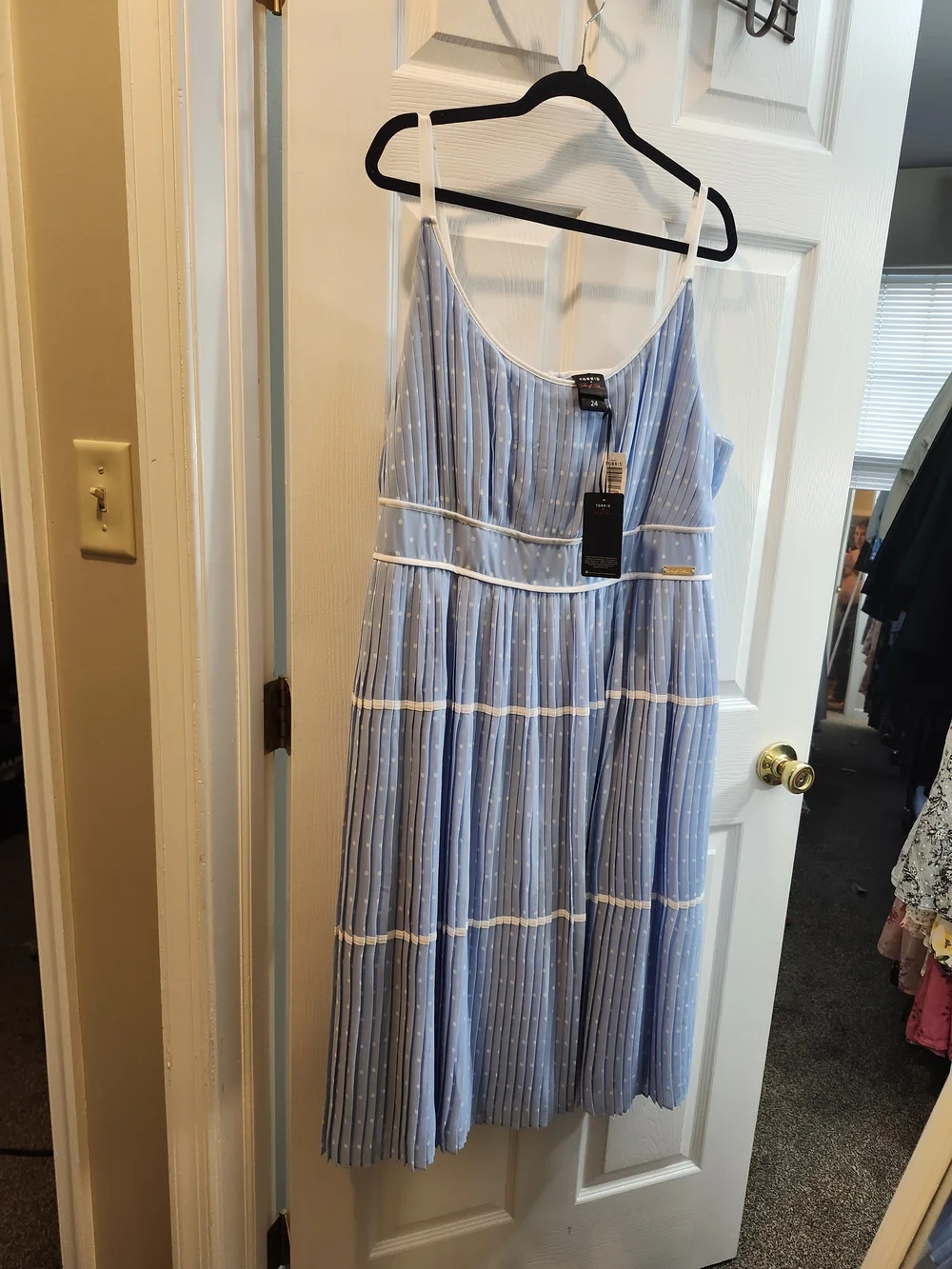 Torrid Light Blue Summer Dress with White Trim, 24 = 3x, NWT, Marilyn Monroe - Picture 1 of 4